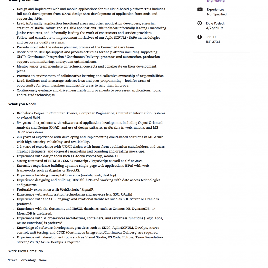 Example of Application Software Developer job description that get results