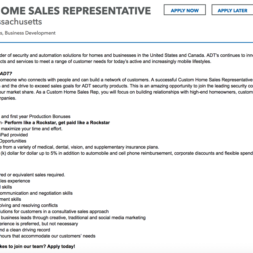 sales job advertisement example to help your write a job posting to attract top talent