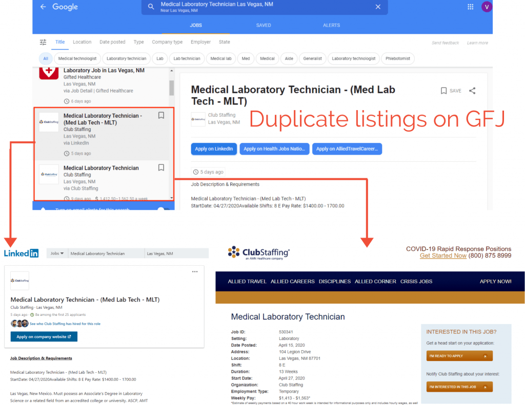 Duplicate listings on Google for Jobs